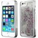 COVIP5LIQUIDSTARGRIS - Coque rigide iPhone 5s collection Liquide Star argent avec étoiles et paillettes argentées