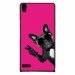 CPRN1ASCENDP6CHIENVFUSHIA - Coque rigide pour Huawei Ascend P6 avec impression Motifs chien à lunettes sur fond fushia