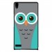 CPRN1ASCENDP6CHOUETTE1 - Coque rigide pour Huawei Ascend P6 avec impression Motifs chouette bleue et grise