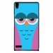 CPRN1ASCENDP6CHOUETTE4 - Coque rigide pour Huawei Ascend P6 avec impression Motifs chouette endormie bleue et rose