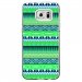 CRYSGALS7EDGEAZTEQUEBLEUVER - Coque rigide transparente pour Samsung Galaxy S7-Edge avec impression Motifs aztèque bleu et vert
