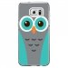 CRYSGALS7EDGECHOUETTE1 - Coque rigide transparente pour Samsung Galaxy S7-Edge avec impression Motifs chouette bleue et grise