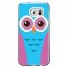 CRYSGALS7EDGECHOUETTE3 - Coque rigide transparente pour Samsung Galaxy S7-Edge avec impression Motifs chouette bleue et rose