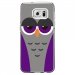 CRYSGALS7EDGECHOUETTE6 - Coque rigide transparente pour Samsung Galaxy S7-Edge avec impression Motifs chouette endormie mauve
