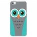 CRYSIPHONE5CCHOUETTE1 - Coque rigide transparente pour Apple iPhone 5C avec impression Motifs chouette bleue et grise