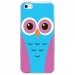 CRYSIPHONE5CCHOUETTE3 - Coque rigide transparente pour Apple iPhone 5C avec impression Motifs chouette bleue et rose