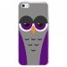 CRYSIPHONE5CCHOUETTE6 - Coque rigide transparente pour Apple iPhone 5C avec impression Motifs chouette endormie mauve et gri