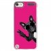 CRYSTOUCH5CHIENVFUSHIA - Coque rigide transparente pour Apple iPod Touch 5 avec impression Motifs chien à lunettes sur fond