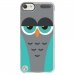CRYSTOUCH5CHOUETTE2 - Coque rigide transparente pour Apple iPod Touch 5 avec impression Motifs chouette endormie bleue et