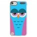 CRYSTOUCH5CHOUETTE4 - Coque rigide transparente pour Apple iPod Touch 5 avec impression Motifs chouette endormie bleue et