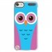 CRYSTOUCH6CHOUETTE3 - Coque rigide transparente pour Apple iPod Touch 6G avec impression Motifs chouette bleue et rose