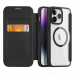 DUXSKINX-IP15PRONOIR - Etui antichoc iPhone 15 Pro noir fin avec rabat latéral aimant invisible dos transparent MagSafe