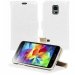 FOLIODRAGS5MINIBLANC - Etui folio aspect cuir blanc pour Samsung Galaxy S5 Mini avec rabat latéral et fonction stand