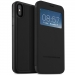 FOLIOSENSE-IPX-NOIR - Etui iPhone X Sense-View avec touche décrochage et fenêtre visualisation