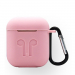 GEL-AIRPODROSE - Coque souple en gel rose pour boitier Apple Airpods avec mousqueton