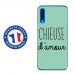 TPU0A50CHIEUSETURQUOISE - Coque souple pour Samsung Galaxy A50 avec impression Motifs Chieuse d'Amour turquoise