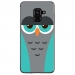 TPU0A8PLUS18CHOUETTE2 - Coque souple pour Samsung Galaxy A8-Plus 2018 avec impression Motifs chouette endormie bleue et gris
