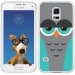 TPU0GALS5CHOUETTE2 - Coque Souple en gel transparente pour Galaxy S5 avec impression Motifs chouette endormie bleue et gr