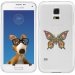 TPU0GALS5PAPILLONSEUL - Coque Souple en gel transparente pour Galaxy S5 avec impression Motifs papillon psychédélique