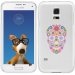 TPU0GALS5SKULLFLEUR - Coque Souple en gel transparente pour Galaxy S5 avec impression Motifs crâne en fleurs sur fond noi