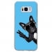 TPU0GALS8CHIENVBLEU - Coque souple pour Samsung Galaxy S8 avec impression Motifs chien à lunettes sur fond bleu