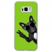 TPU0GALS8CHIENVVERT - Coque souple pour Samsung Galaxy S8 avec impression Motifs chien à lunettes sur fond vert