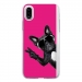 TPU0IPHONEXCHIENVFUSHIA - Coque souple pour Apple iPhone X avec impression Motifs chien à lunettes sur fond fushia