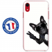 TPU0IPXRCHIENVBLANC - Coque souple pour Apple iPhone XR avec impression Motifs chien à lunettes sur fond blanc