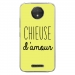 TPU0MOTOCPLUSCHIEUSEJAUNE - Coque souple pour Motorola Moto C Plus avec impression Motifs Chieuse d'Amour jaune