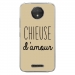 TPU0MOTOCPLUSCHIEUSETAUPE - Coque souple pour Motorola Moto C Plus avec impression Motifs Chieuse d'Amour taupe