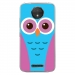 TPU0MOTOCPLUSCHOUETTE3 - Coque souple pour Motorola Moto C Plus avec impression Motifs chouette bleue et rose
