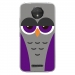 TPU0MOTOCPLUSCHOUETTE6 - Coque souple pour Motorola Moto C Plus avec impression Motifs chouette endormie mauve et grise