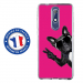 TPU0NOKIA51CHIENVFUSHIA - Coque souple pour Nokia 5-1 avec impression Motifs chien à lunettes sur fond fushia