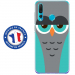 TPU0PSMART19CHOUETTE2 - Coque souple pour Huawei P Smart (2019) avec impression Motifs chouette endormie bleue et grise