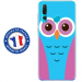 TPU0PSMART19CHOUETTE3 - Coque souple pour Huawei P Smart (2019) avec impression Motifs chouette bleue et rose