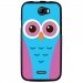 TPU1BARRYCHOUETTE3 - Coque souple pour Wiko Barry avec impression Motifs chouette bleue et rose