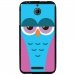 TPU1DES510CHOUETTE4 - Coque souple pour HTC Desire 510 avec impression Motifs chouette endormie bleue et rose