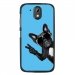 TPU1DES526CHIENVBLEU - Coque souple pour HTC Desire 526 avec impression Motifs chien à lunettes sur fond bleu