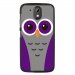 TPU1DES526CHOUETTE5 - Coque souple pour HTC Desire 526 avec impression Motifs chouette mauve et grise