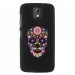 TPU1DES526SKULLFLEUR - Coque souple pour HTC Desire 526 avec impression Motifs crâne en fleurs