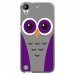 TPU1DES530CHOUETTE5 - Coque souple pour HTC Desire 530 avec impression Motifs chouette mauve et grise