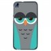 TPU1DES626CHOUETTE2 - Coque souple pour HTC Desire 626 avec impression Motifs chouette endormie bleue et grise