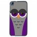 TPU1DES626CHOUETTE6 - Coque souple pour HTC Desire 626 avec impression Motifs chouette endormie mauve et grise