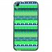 TPU1DES820AZTEQUEBLEUVERT - Coque Souple en gel noir pour HTC Desire 820 avec impression Motifs aztèque bleu et vert