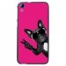 TPU1DES820CHIENVFUSHIA - Coque Souple en gel noir pour HTC Desire 820 avec impression Motifs chien à lunettes sur fond fushi