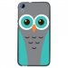TPU1DES820CHOUETTE1 - Coque Souple en gel noir pour HTC Desire 820 avec impression Motifs chouette bleue et grise