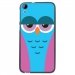 TPU1DES820CHOUETTE4 - Coque Souple en gel noir pour HTC Desire 820 avec impression Motifs chouette endormie bleue et rose