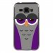 TPU1GALJ1CHOUETTE6 - Coque souple pour Samsung Galaxy J1 SM-J100F avec impression Motifs chouette endormie mauve et grise