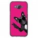 TPU1GALJ5CHIENVFUSHIA - Coque Souple en gel pour Samsung Galaxy J5 avec impression Motifs chien à lunettes sur fond fushia