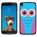 TPU1IDOL355CHOUETTE3 - Coque Souple en gel pour Alcatel Idol 3 5,5 avec impression Motifs chouette rose et bleue